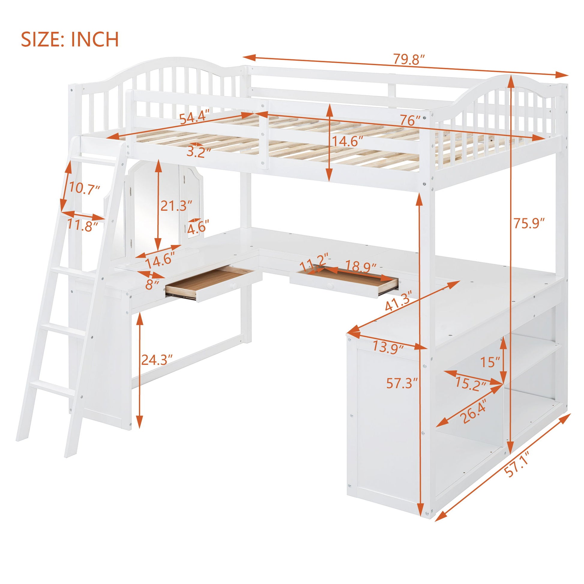 Loft Bed With Drawers, Cabinet, Shelves With Desk - The Sleep Loft - Online Mattress Showroom NYC