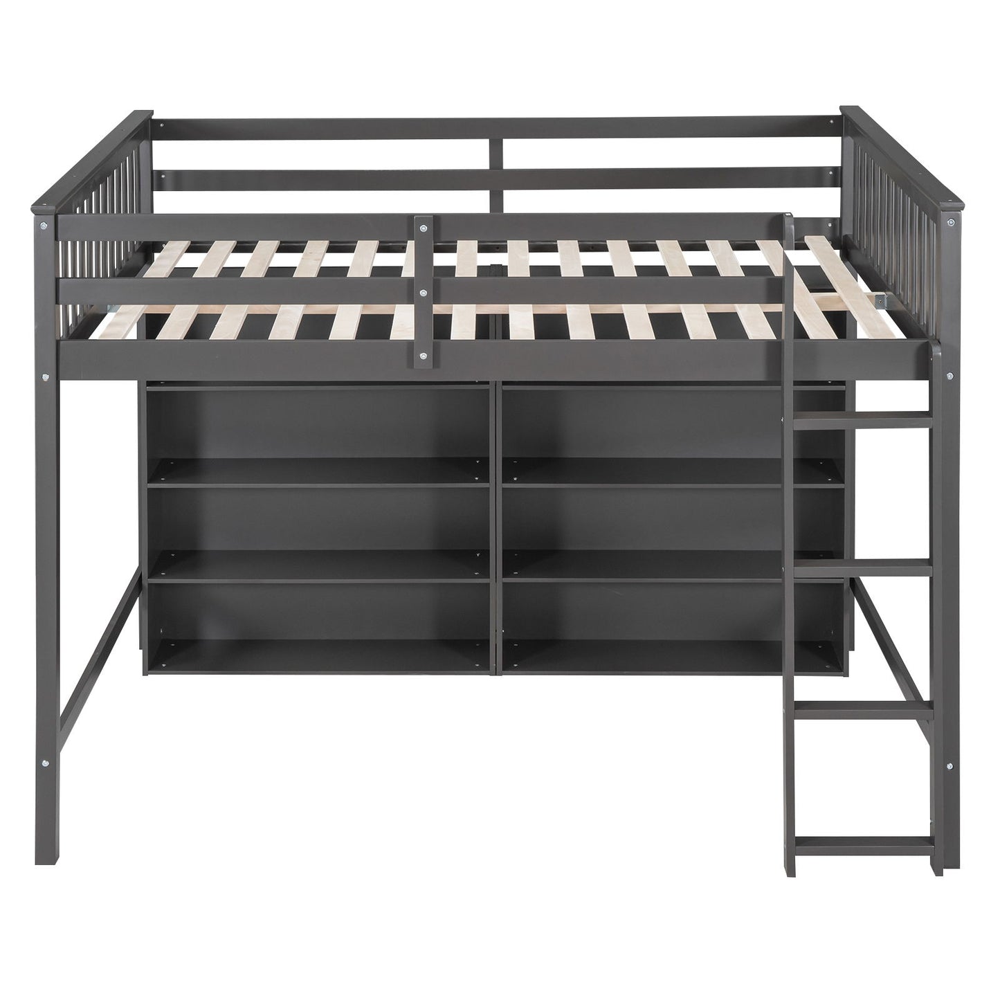 Loft Bed With 8 Open Storage Shelves And Built In Ladder - The Sleep Loft - Online Mattress Showroom NYC