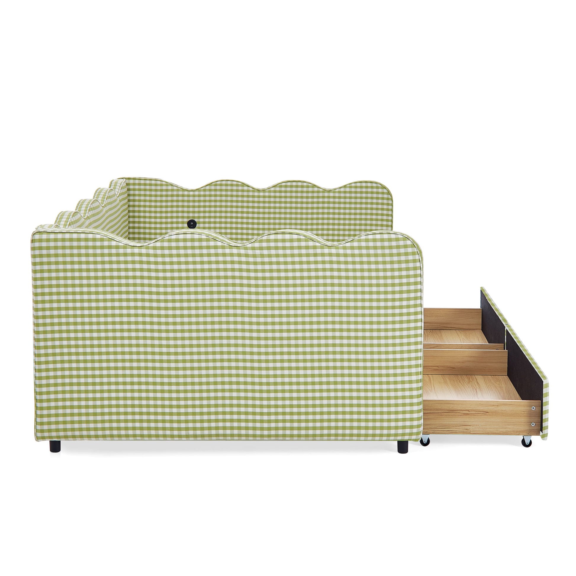 Gingham Daybed With USB Charging Port, Wave-Shaped Design - The Sleep Loft - Online Mattress Showroom NYC