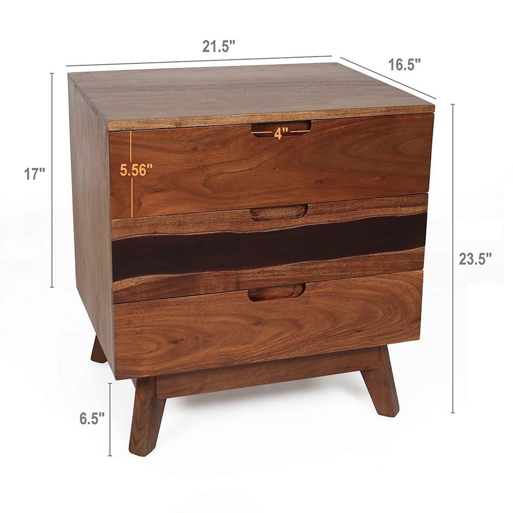 Nightstand Natural Wood - Brown - The Sleep Loft - Online Mattress Showroom NYC