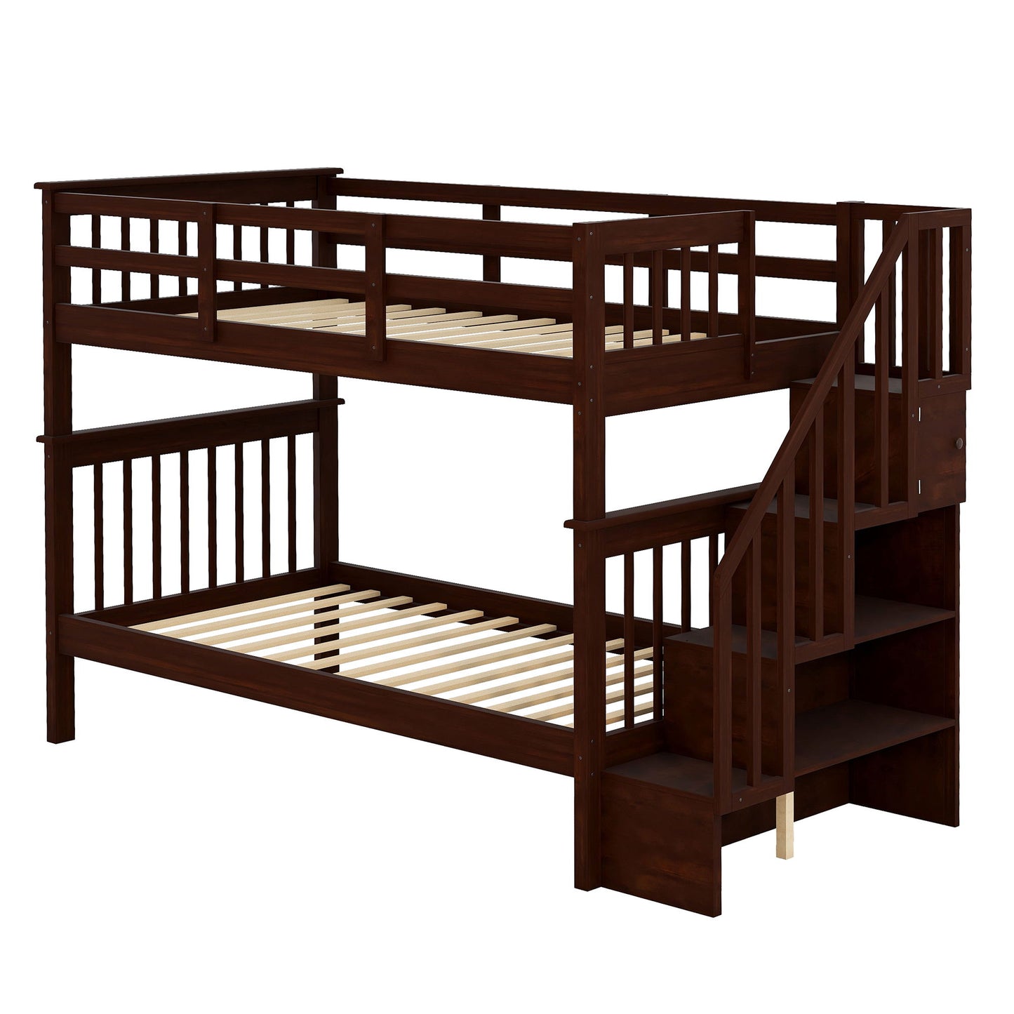 Stairway Bunk Bed With Storage And Guard Rail For Bedroom - The Sleep Loft - Online Mattress Showroom NYC