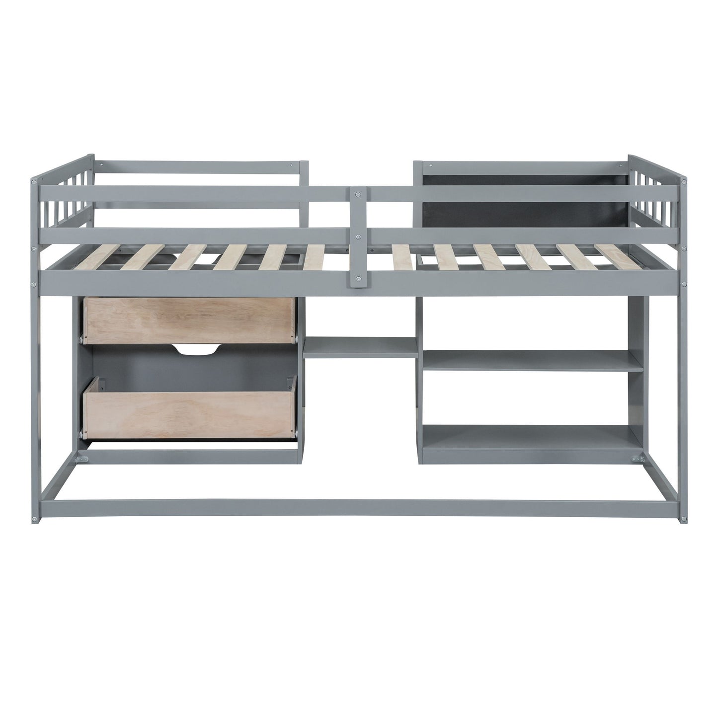 Low Loft Bed With Rolling Desk, Shelf And Drawers - The Sleep Loft - Online Mattress Showroom NYC