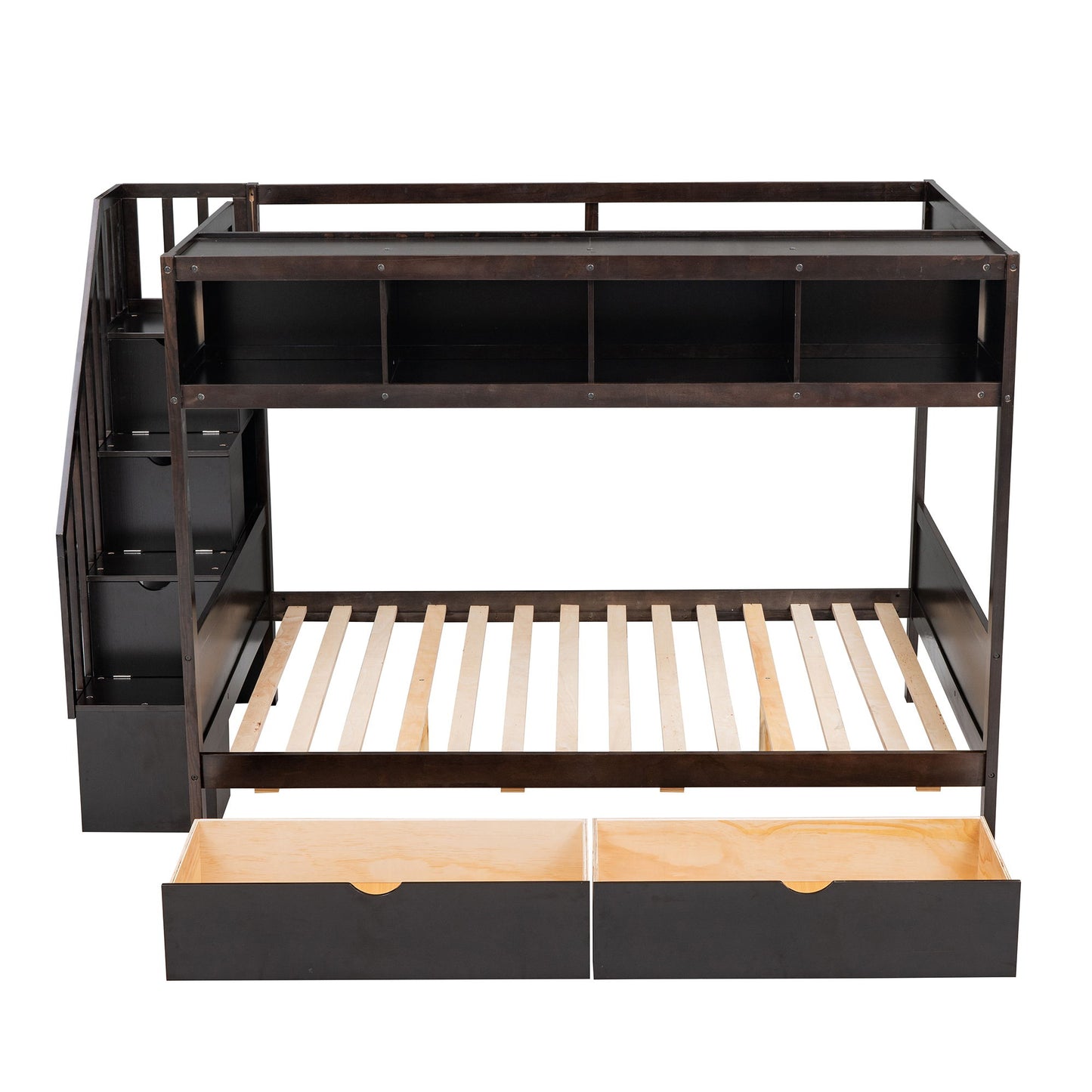 Bunk Bed With Shelfs, Storage Staircase And 2 Drawers - The Sleep Loft - Online Mattress Showroom NYC