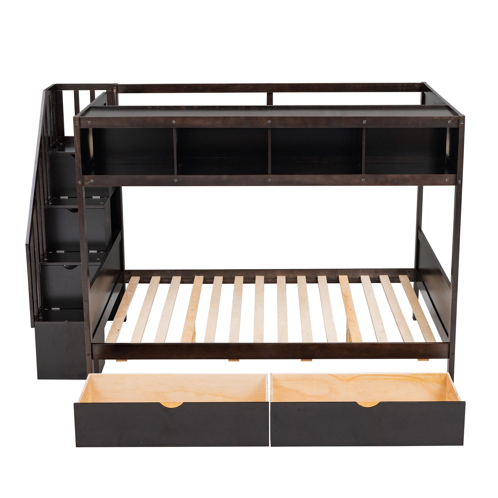 Bunk Bed With Shelfs, Storage Staircase And 2 Drawers - The Sleep Loft - Online Mattress Showroom NYC