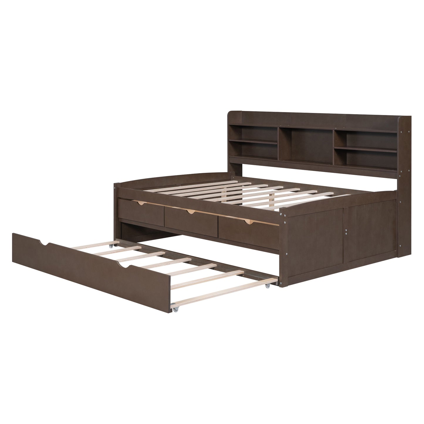 Captain Bed With Built In Bookshelves, 3 Storage Drawers, And Trundle - The Sleep Loft - Online Mattress Showroom NYC