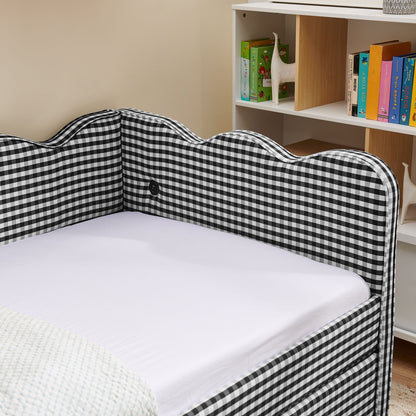 Gingham Daybed With USB Charging Port, Wave-Shaped Design - The Sleep Loft - Online Mattress Showroom NYC