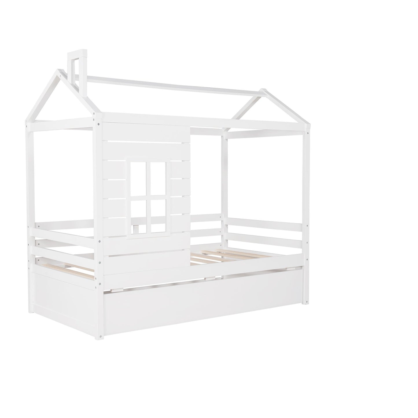 Twin Size Classic House Bed With Twin Size Trundle - White - The Sleep Loft - Online Mattress Showroom NYC