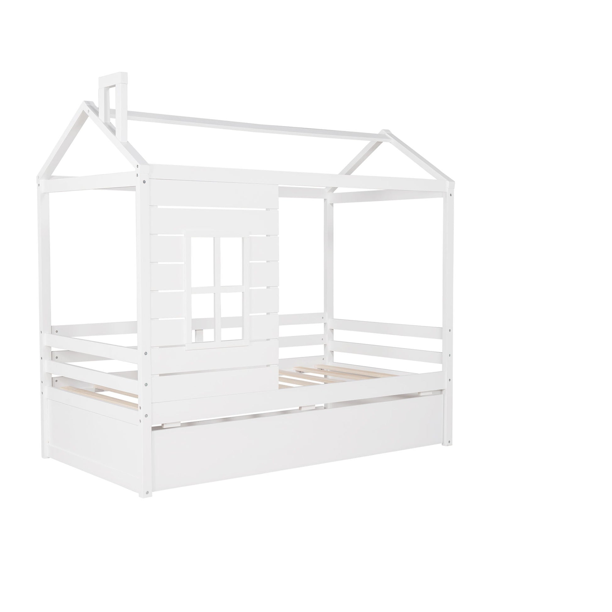 Twin Size Classic House Bed With Twin Size Trundle - White - The Sleep Loft - Online Mattress Showroom NYC