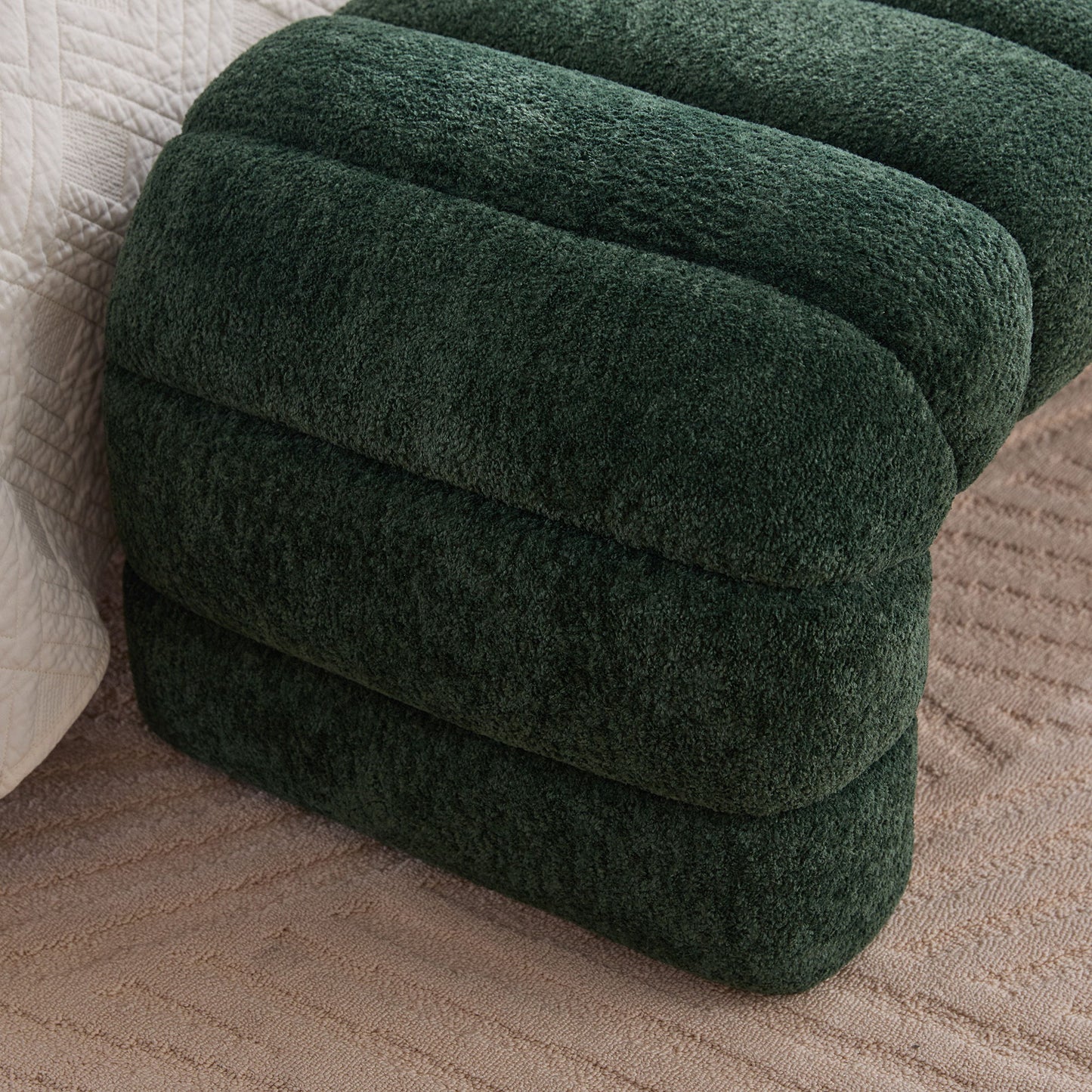 Modern Upholstered Armless Bed Bench With Channel Tufted Design - The Sleep Loft - Online Mattress Showroom NYC