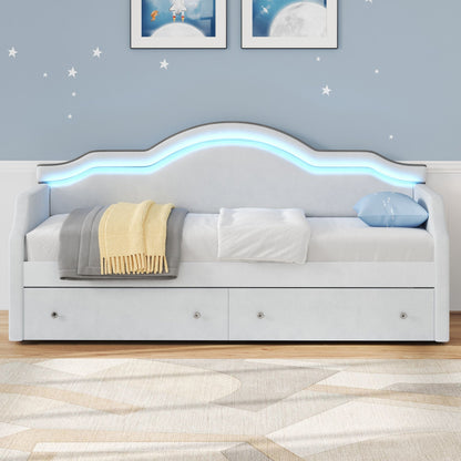 Upholstered Daybed With LED Lights And 2 Drawersme - The Sleep Loft - Online Mattress Showroom NYC