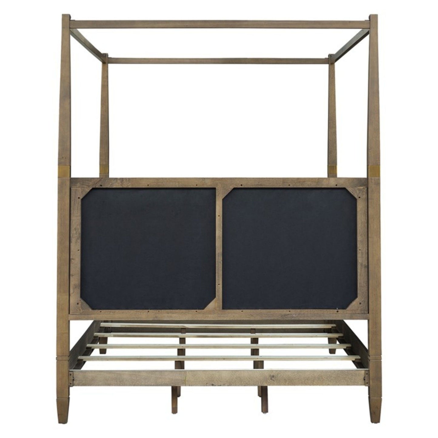 Queen Canopy Bed Frame With Upholstered Headboard - Brown - The Sleep Loft - Online Mattress Showroom NYC
