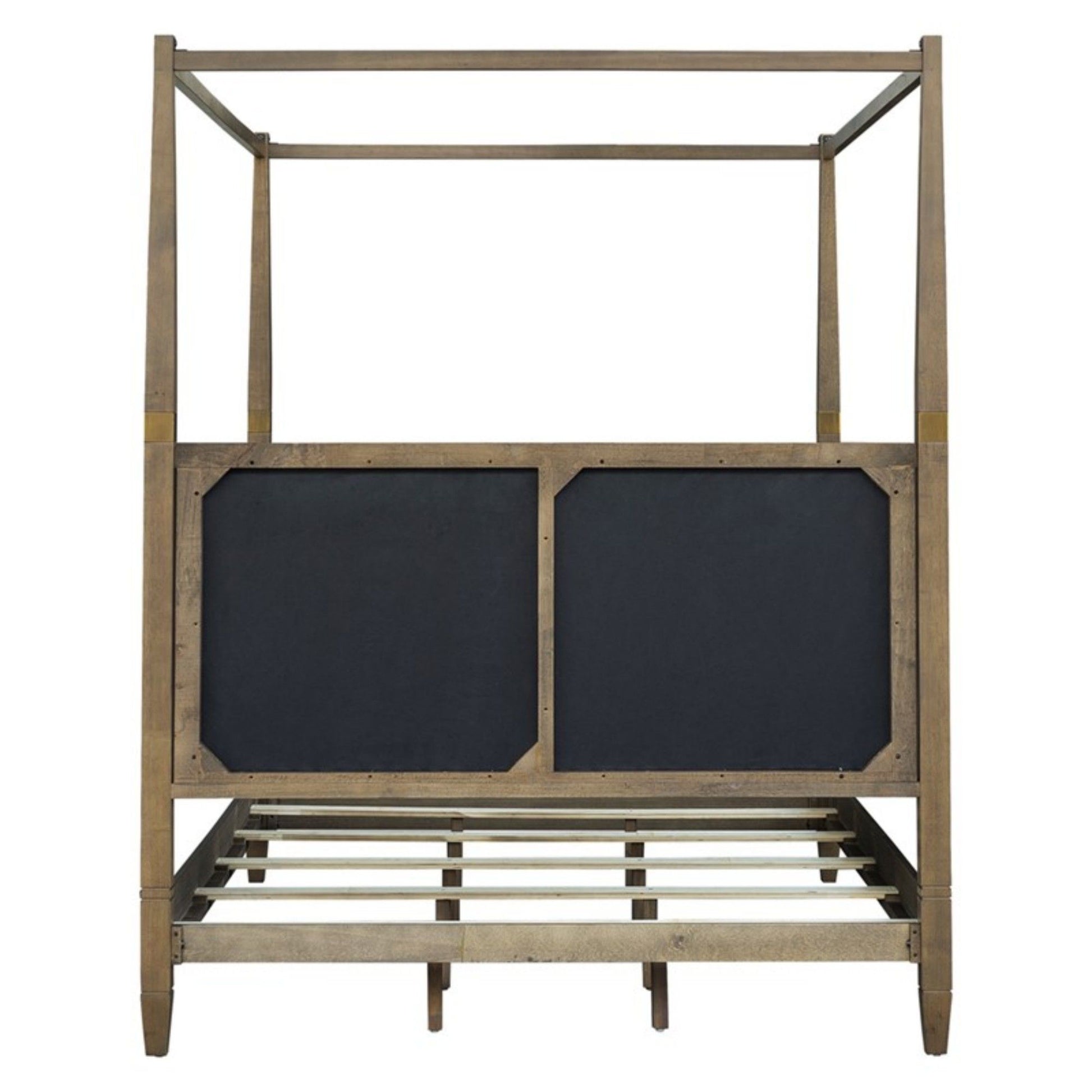 Queen Canopy Bed Frame With Upholstered Headboard - Brown - The Sleep Loft - Online Mattress Showroom NYC