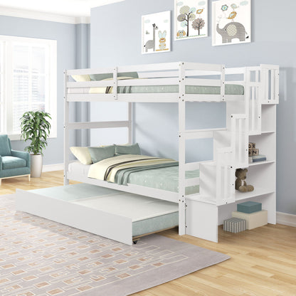 Twin Over Twin Bunk Beds With Twin Trundle And Stairway Storage Function - The Sleep Loft - Online Mattress Showroom NYC