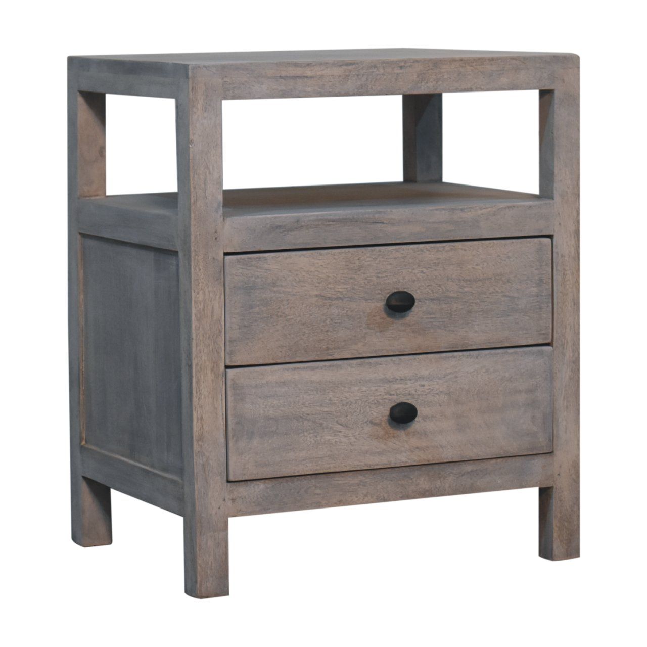 2 Drawer Open Bedside Table - Gray Ash - The Sleep Loft - Online Mattress Showroom NYC