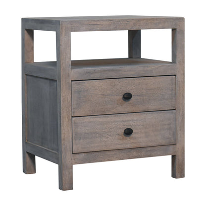 2 Drawer Open Bedside Table - Gray Ash - The Sleep Loft - Online Mattress Showroom NYC