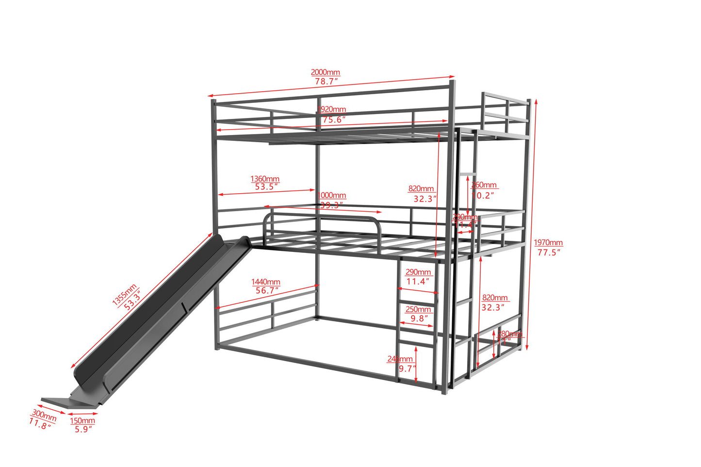 Twin Size House Loft Bed With Slide And Ladder - Black - The Sleep Loft - Online Mattress Showroom NYC