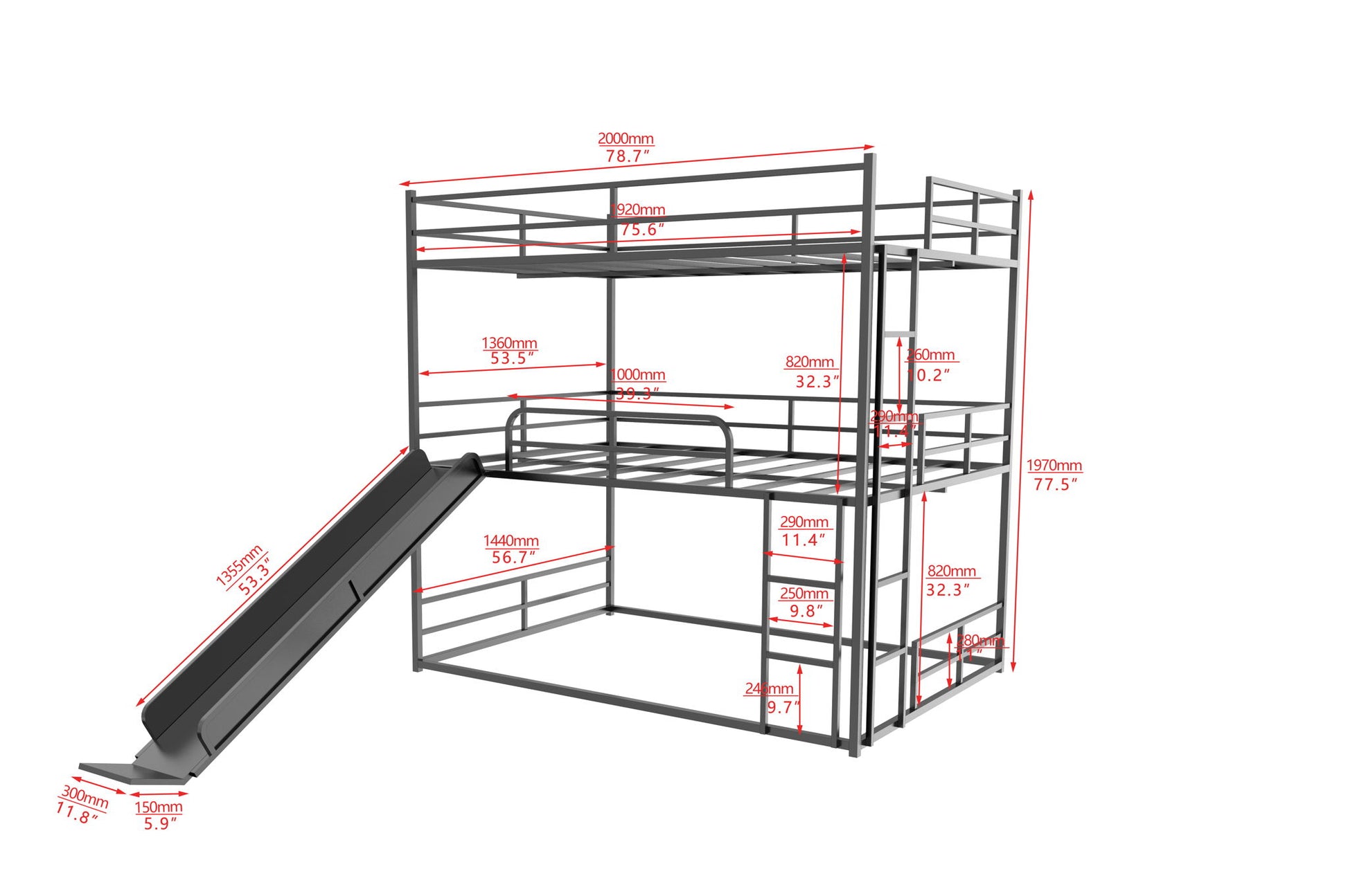 Twin Size House Loft Bed With Slide And Ladder - Black - The Sleep Loft - Online Mattress Showroom NYC