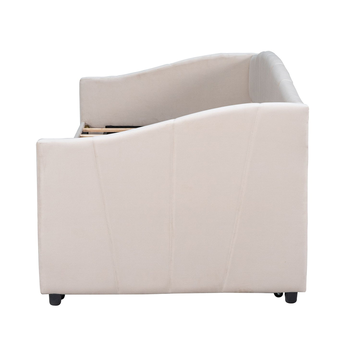 Upholstered Daybed Sofa Bed With Trundle Bed And Wood Slat - The Sleep Loft - Online Mattress Showroom NYC