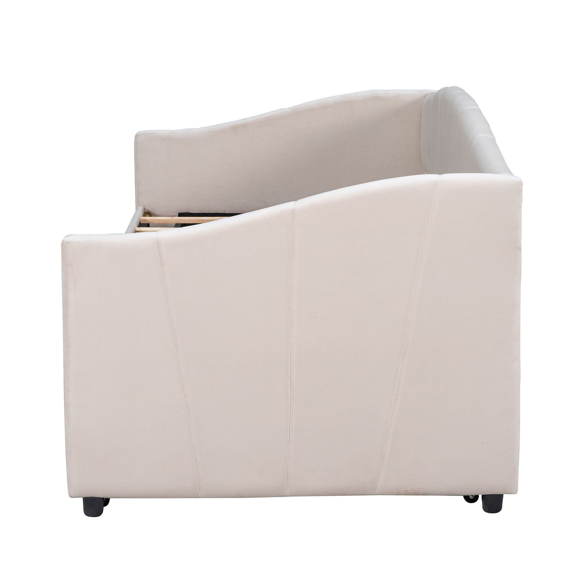 Upholstered Daybed Sofa Bed With Trundle Bed And Wood Slat - The Sleep Loft - Online Mattress Showroom NYC