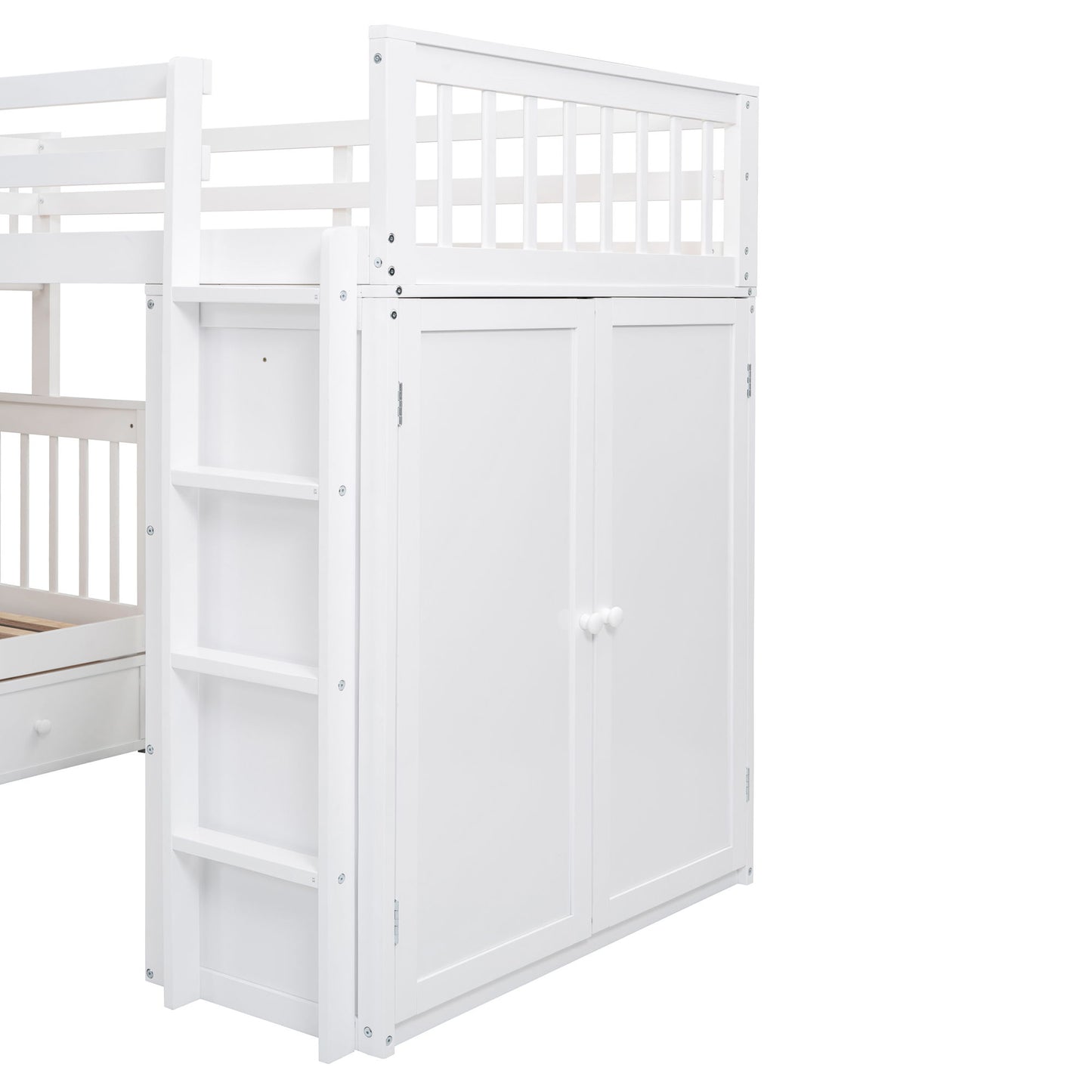 L Shaped Bunk Bed With 3 Drawers, Portable Desk And Wardrobe - The Sleep Loft - Online Mattress Showroom NYC