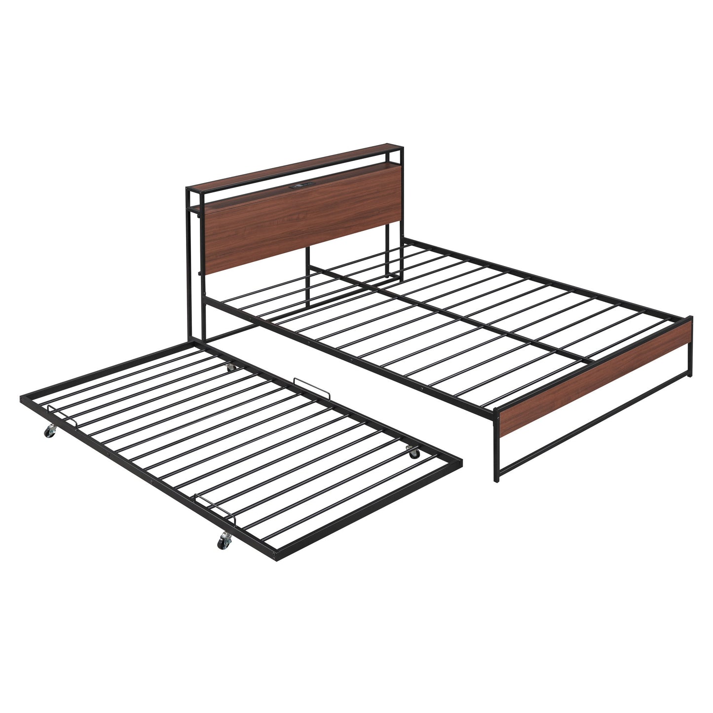 Platform Bed Frame With Trundle, USB Ports And Slat Support, No Box Spring Needed - The Sleep Loft - Online Mattress Showroom NYC