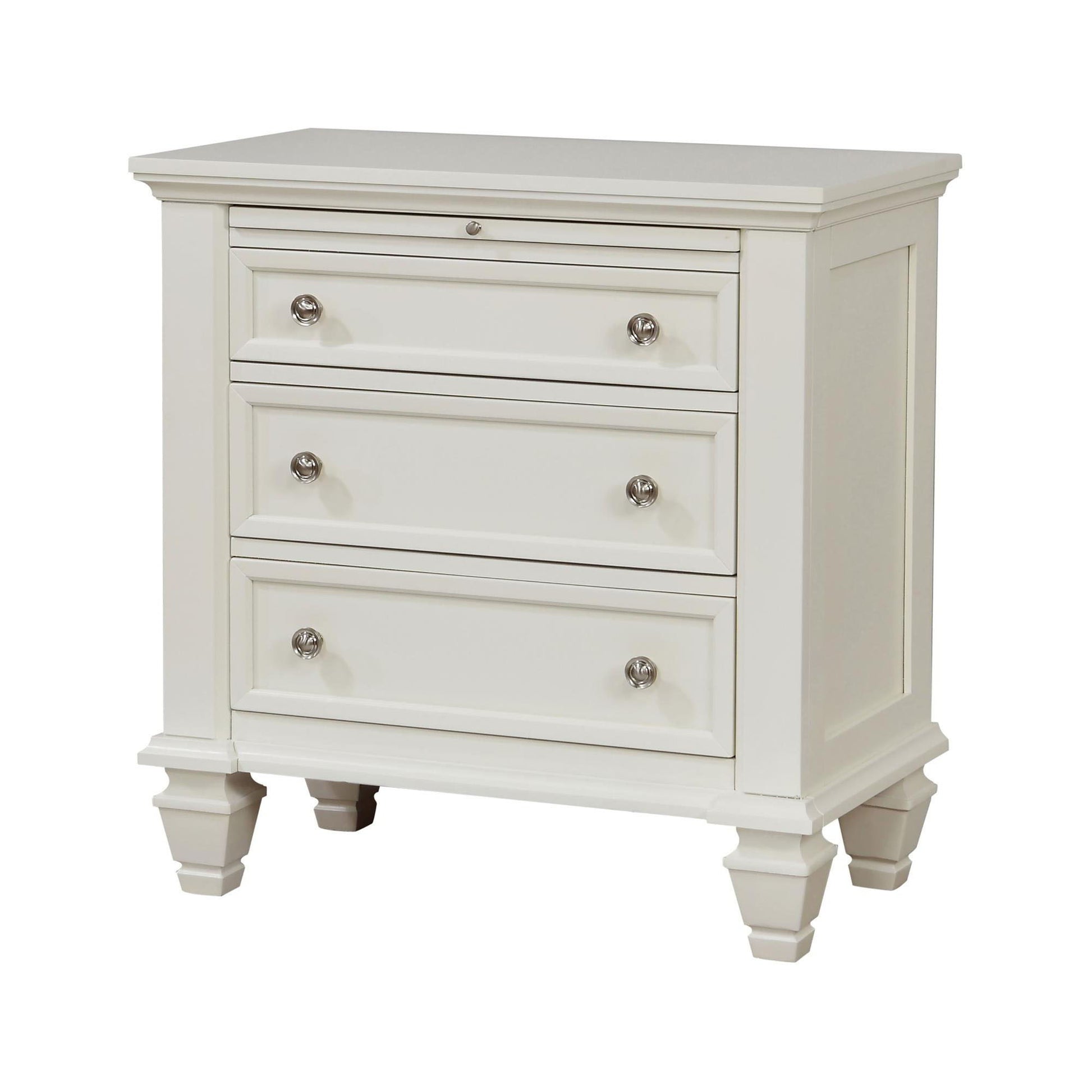 Cottage 3 Drawer Nightstand With Pull Out Tray - Cream White - The Sleep Loft - Online Mattress Showroom NYC