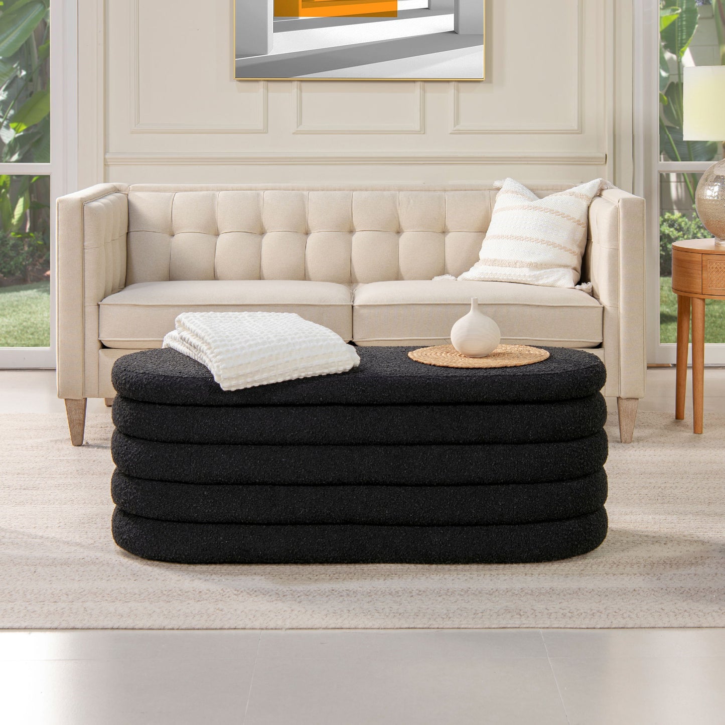 Fuji - Upholstered Oval Storage Bench - The Sleep Loft - Online Mattress Showroom NYC