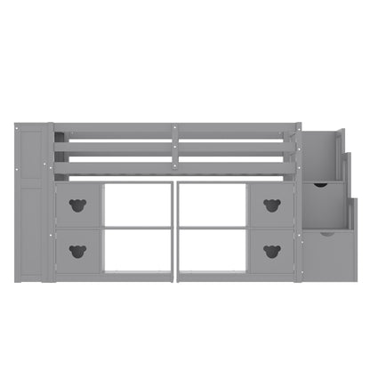 Loft Bed With Storage Cabinets, Staircase Drawers & LED Lights - The Sleep Loft - Online Mattress Showroom NYC