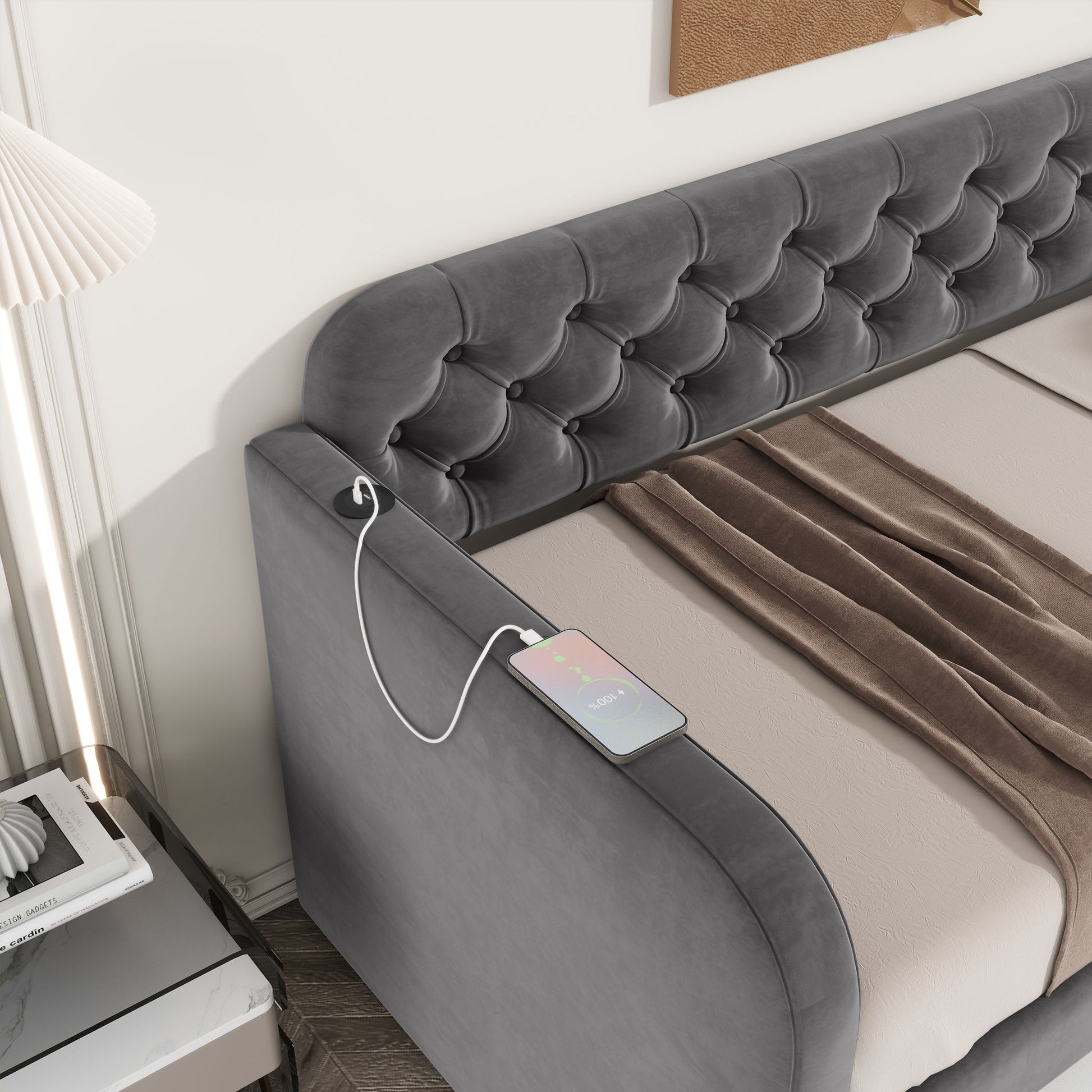 Upholstered Daybed With Trundle And USB Charging Design - The Sleep Loft - Online Mattress Showroom NYC