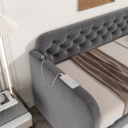 Upholstered Daybed With Trundle And USB Charging Design - The Sleep Loft - Online Mattress Showroom NYC