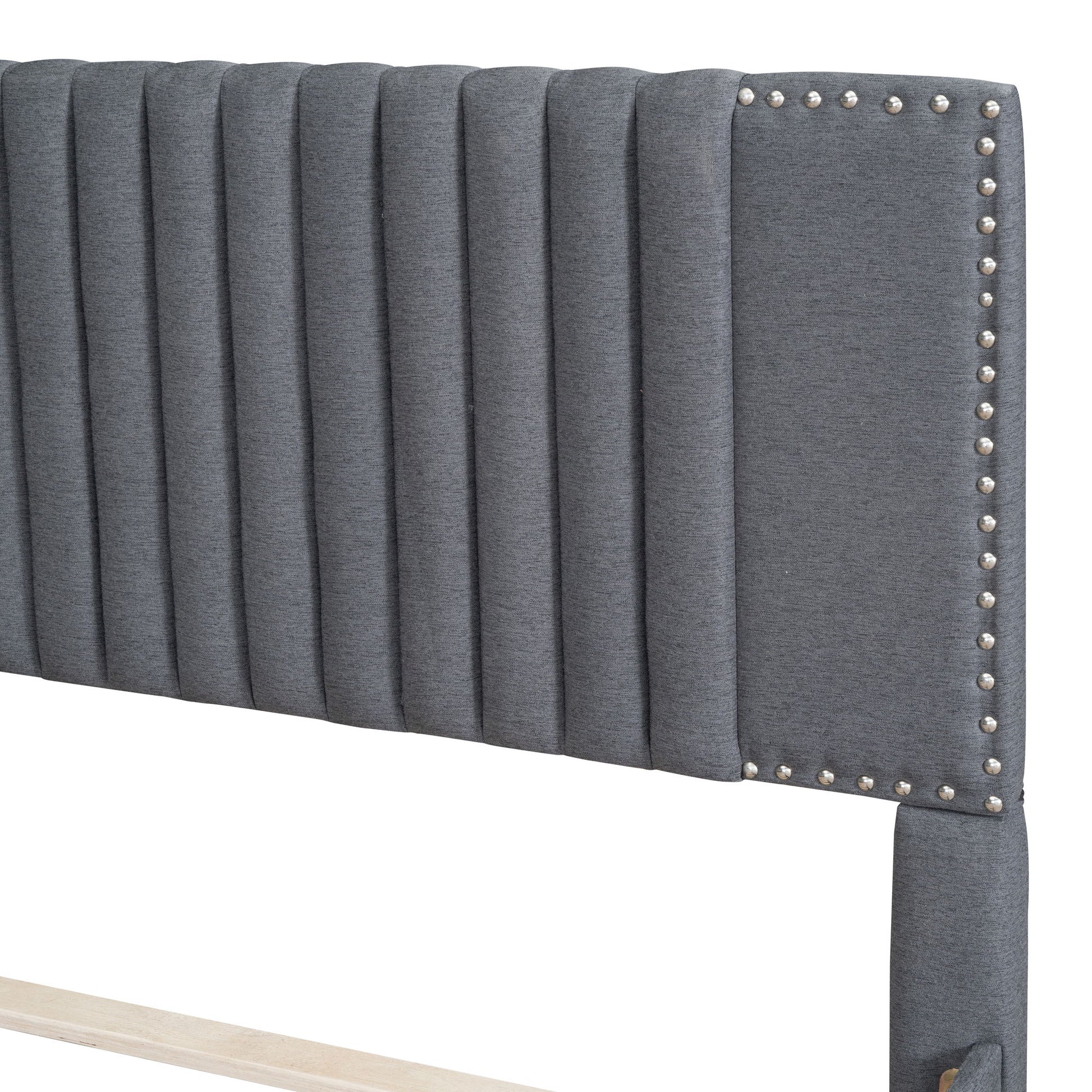 Upholstered Platform Bed With Drawers, Classic Headboard Design - The Sleep Loft - Online Mattress Showroom NYC