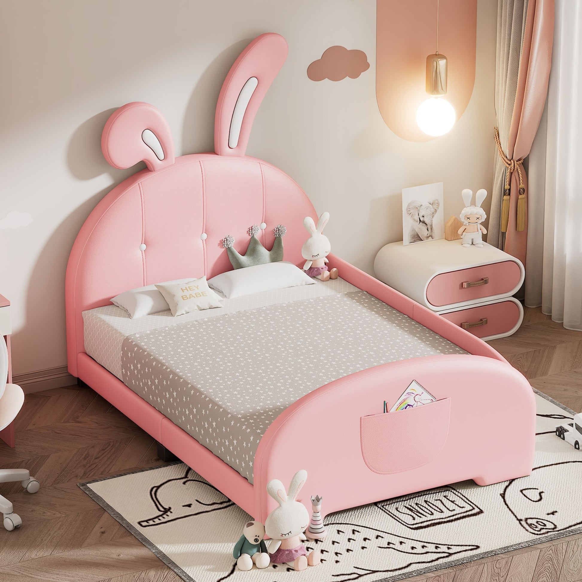 Upholstered Rabbit-Shape Princess Bed With Headboard And Footboard - The Sleep Loft - Online Mattress Showroom NYC