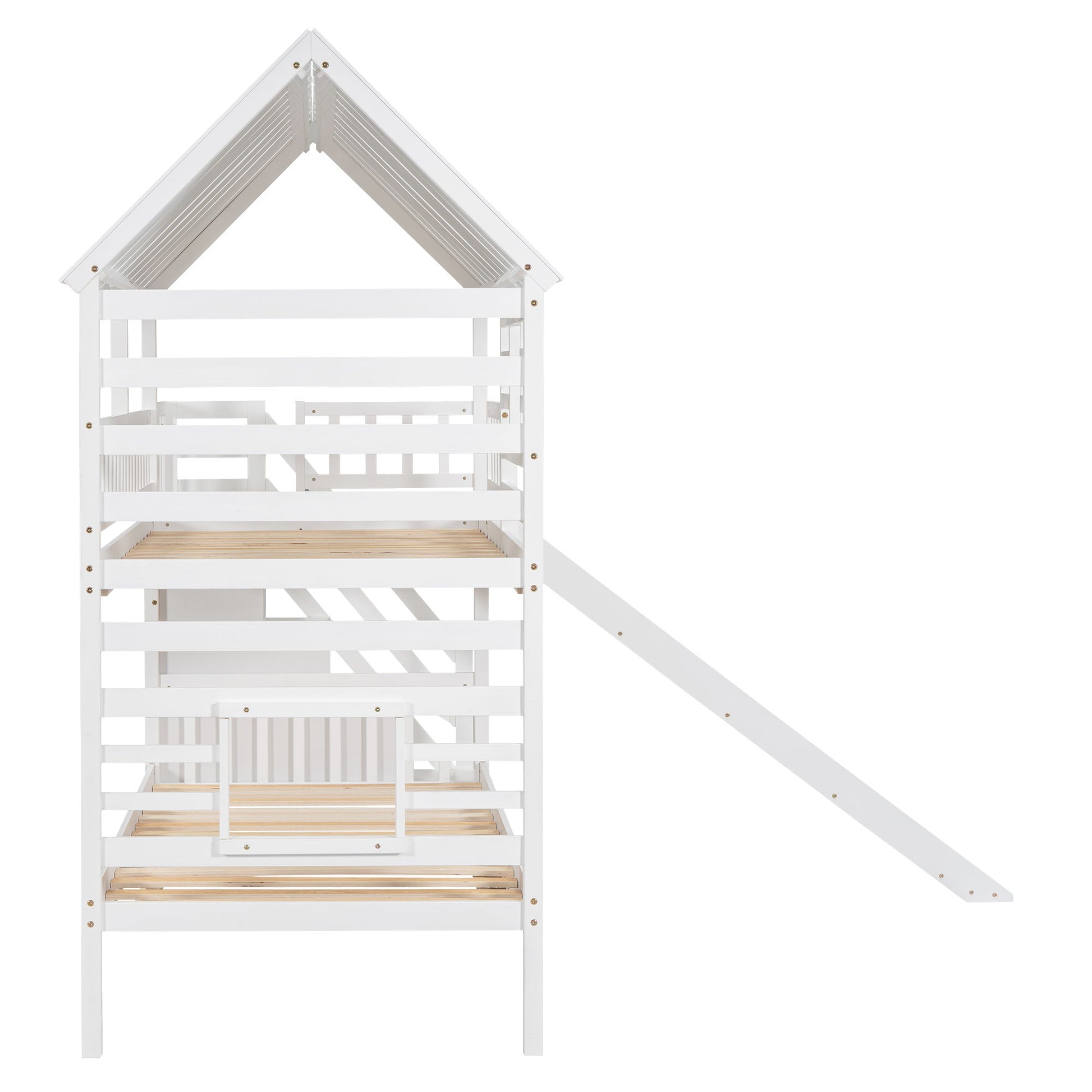 House Bunk Bed With Trundle, Storage Staircase, Roof And Window Design - The Sleep Loft - Online Mattress Showroom NYC