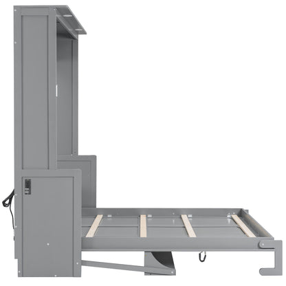 Murphy Bed With Desk, LED Lights And USB Charging Station
