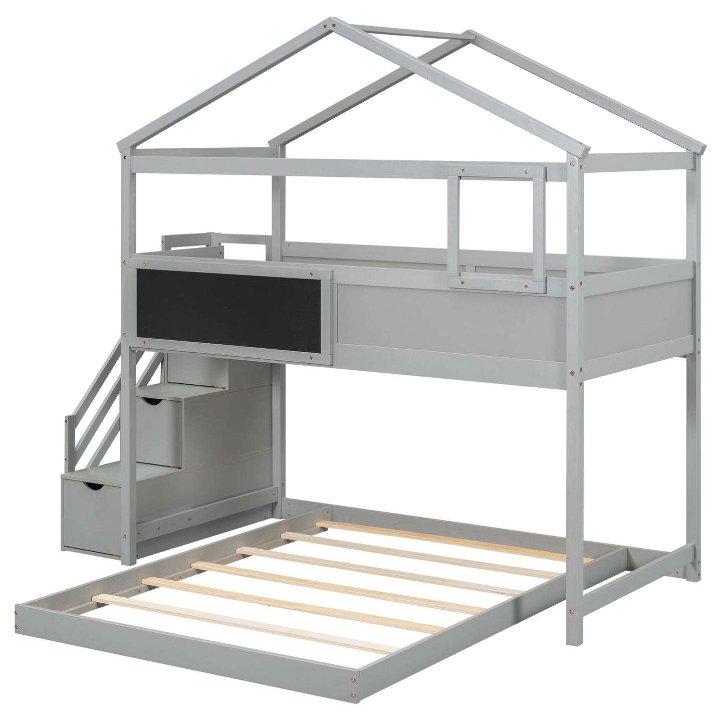 House Style Bunk Bed With Storage Staircase And board - The Sleep Loft - Online Mattress Showroom NYC