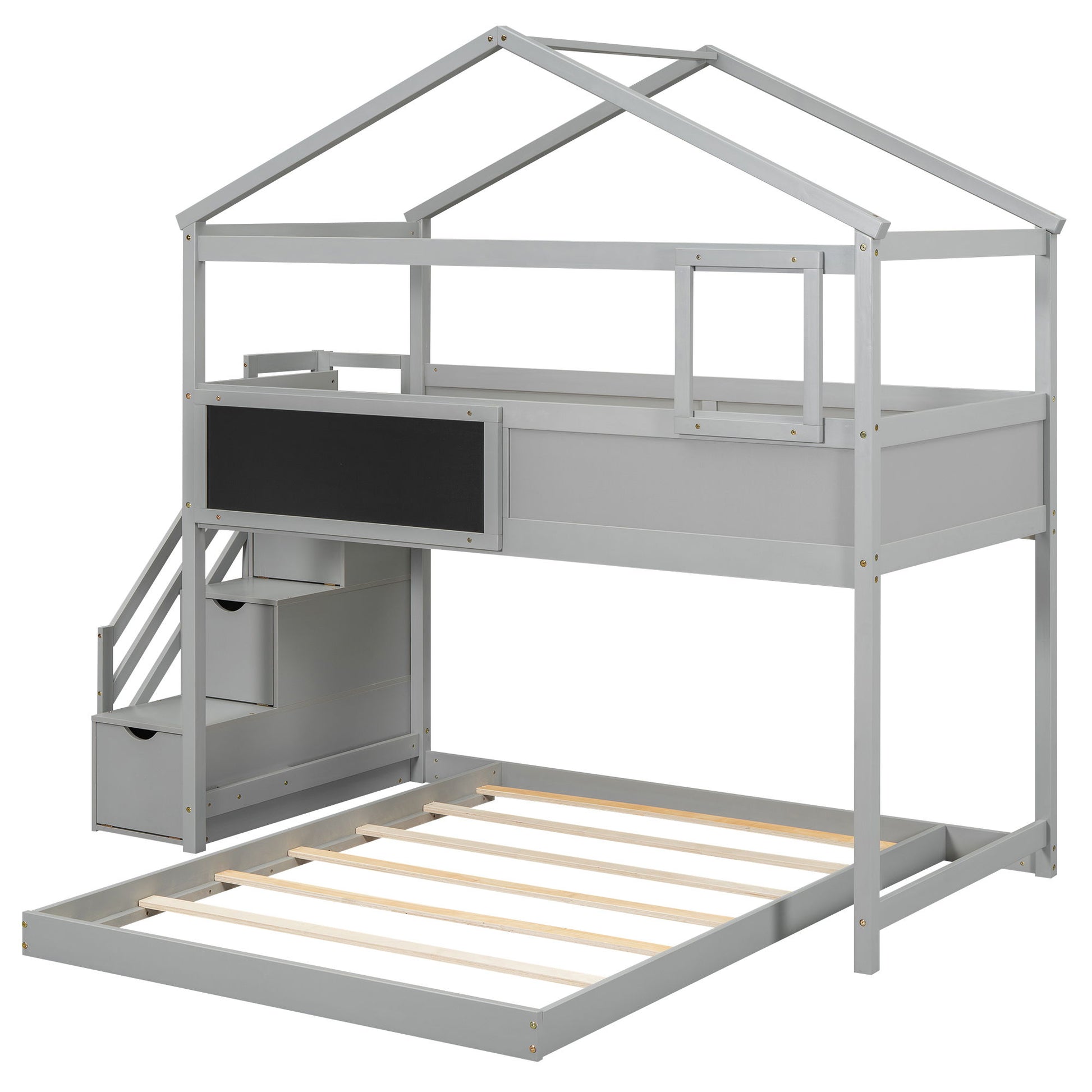 House Style Bunk Bed With Storage Staircase And board - The Sleep Loft - Online Mattress Showroom NYC