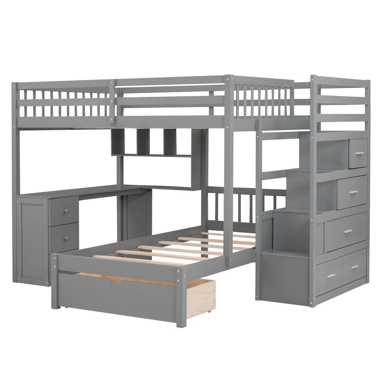 Bunk Bed With Desk, Drawers And Shelves - The Sleep Loft - Online Mattress Showroom NYC