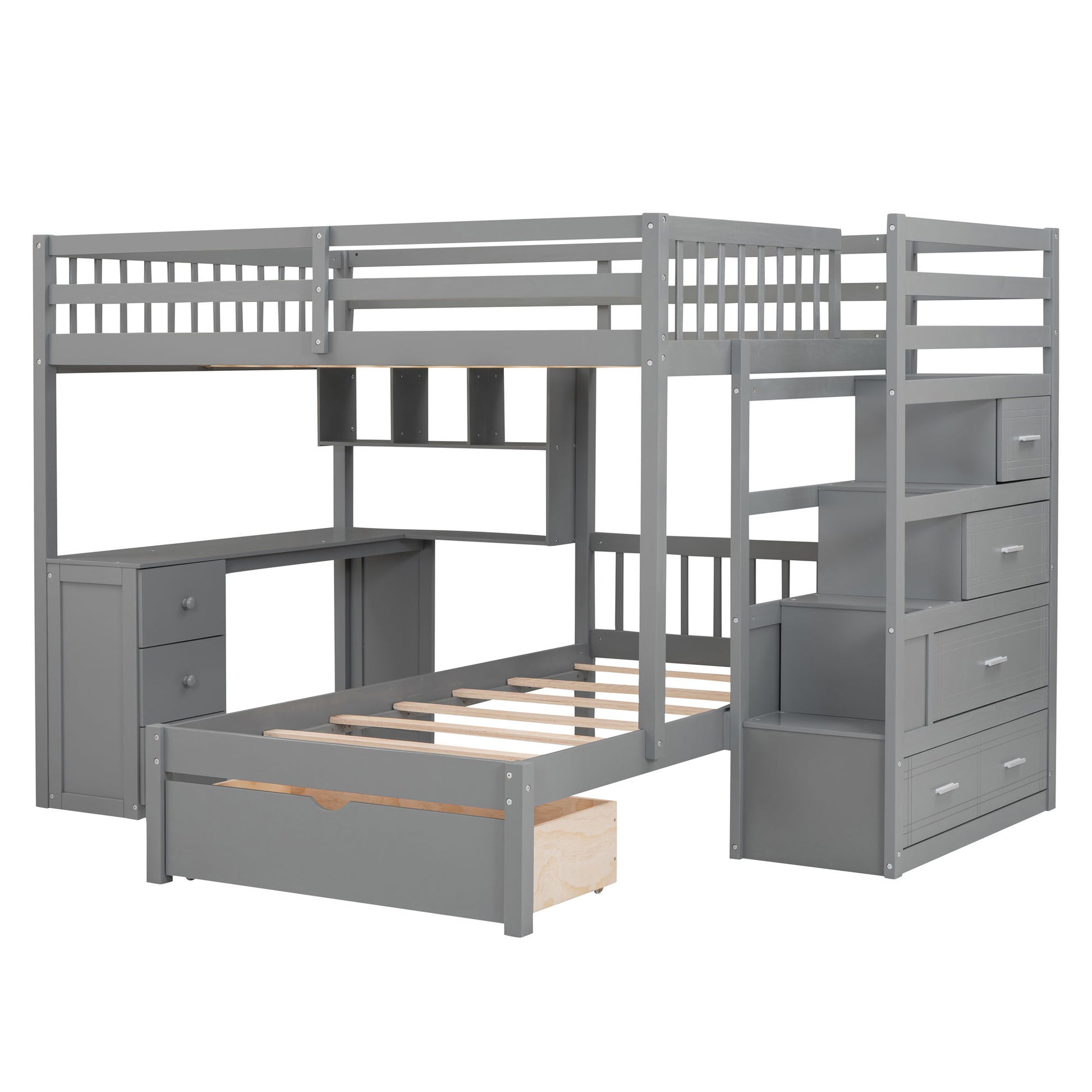Bunk Bed With Desk, Drawers And Shelves - The Sleep Loft - Online Mattress Showroom NYC
