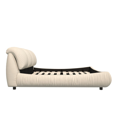 Luxury Upholstered Platform Bed With Oversized Padded Backrest And Solid Wood Frame - The Sleep Loft - Online Mattress Showroom NYC