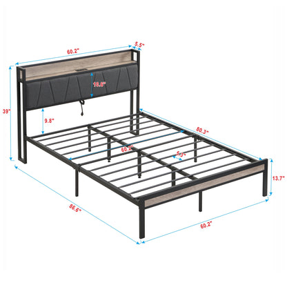 Modern Bed Frame With LED Lights, Upholstered Headboard, USB Charging - The Sleep Loft - Online Mattress Showroom NYC