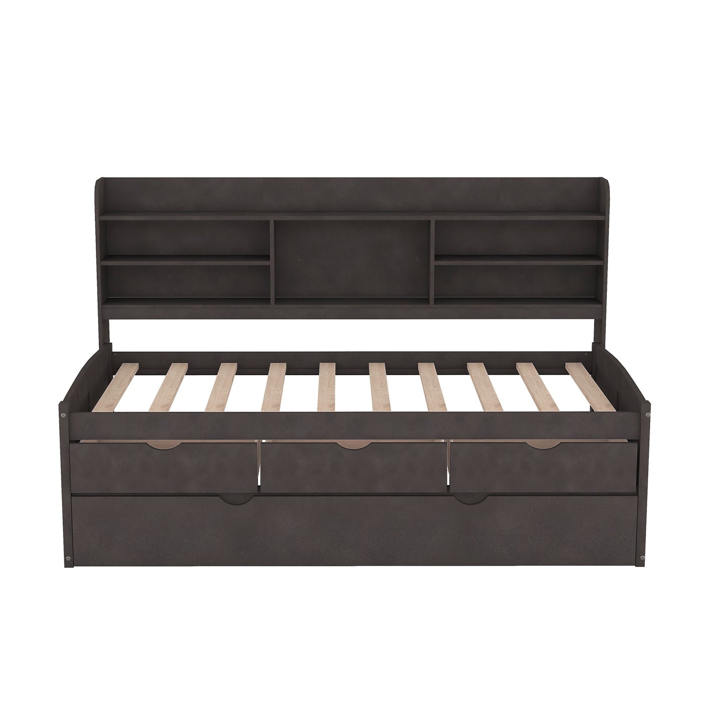 Captain Bed With Built In Bookshelves, 3 Storage Drawers, And Trundle - The Sleep Loft - Online Mattress Showroom NYC