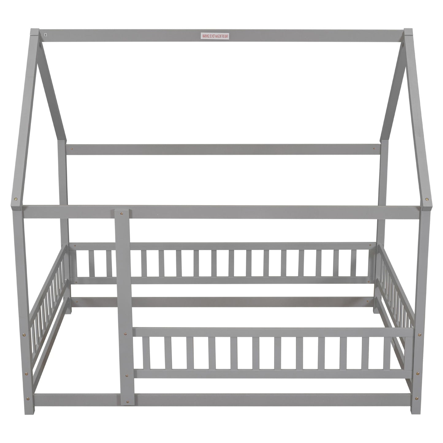Floor Wooden Bed With House Roof Frame, Fence Guardrails - The Sleep Loft - Online Mattress Showroom NYC