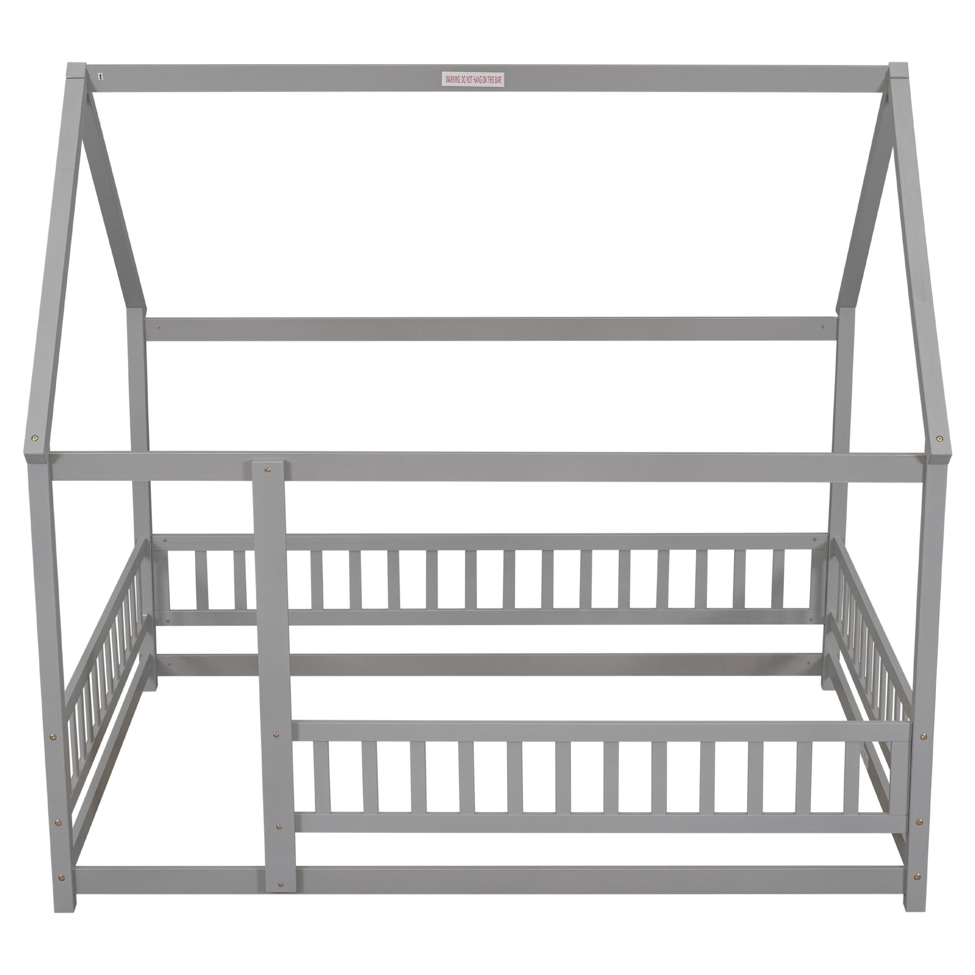 Floor Wooden Bed With House Roof Frame, Fence Guardrails - The Sleep Loft - Online Mattress Showroom NYC