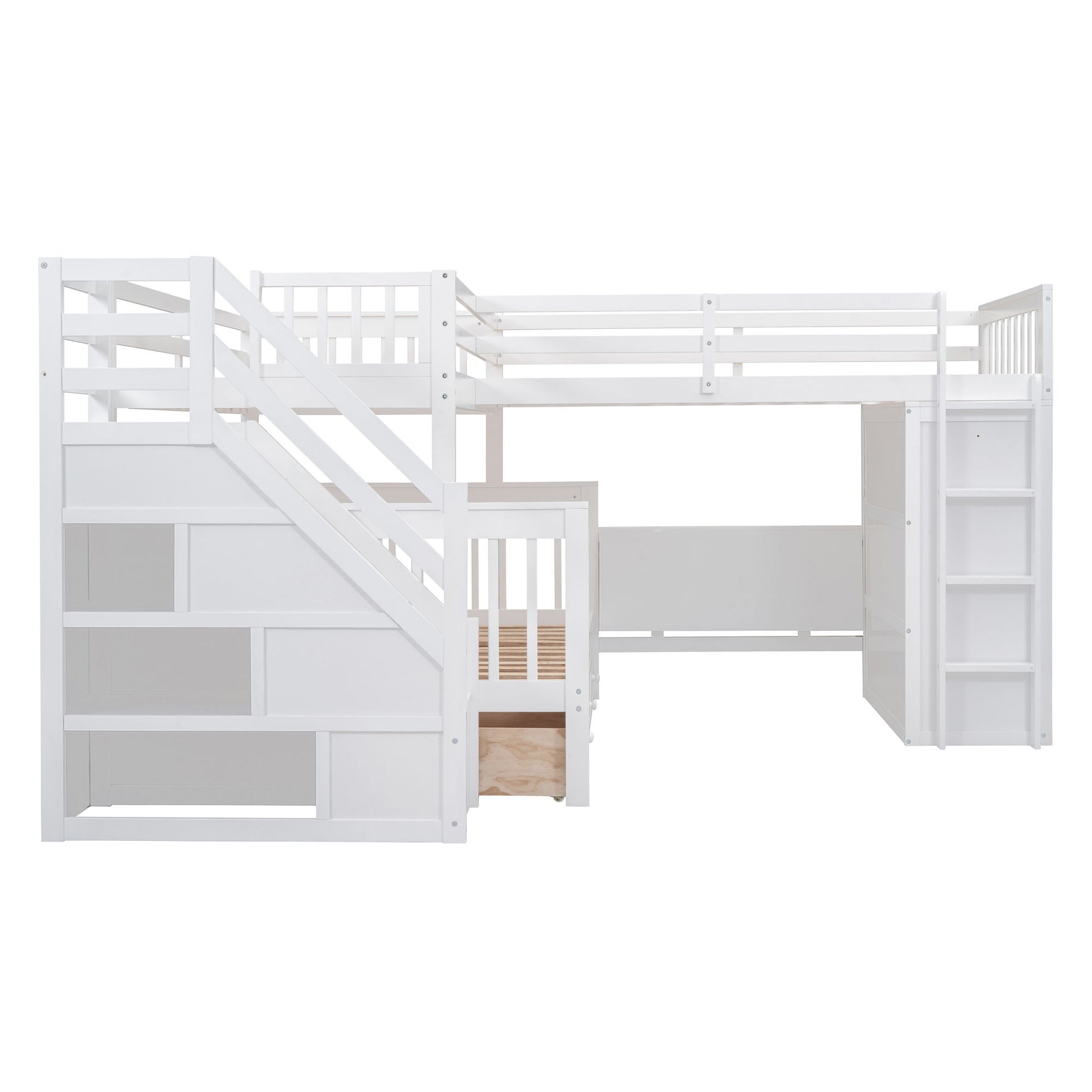 L Shaped Bunk Bed With 3 Drawers, Portable Desk And Wardrobe - The Sleep Loft - Online Mattress Showroom NYC