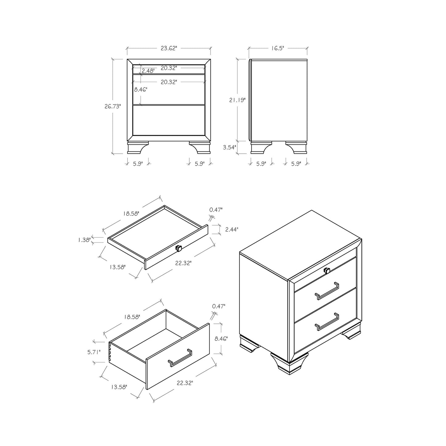 Civic - Nightstand - The Sleep Loft - Online Mattress Showroom NYC