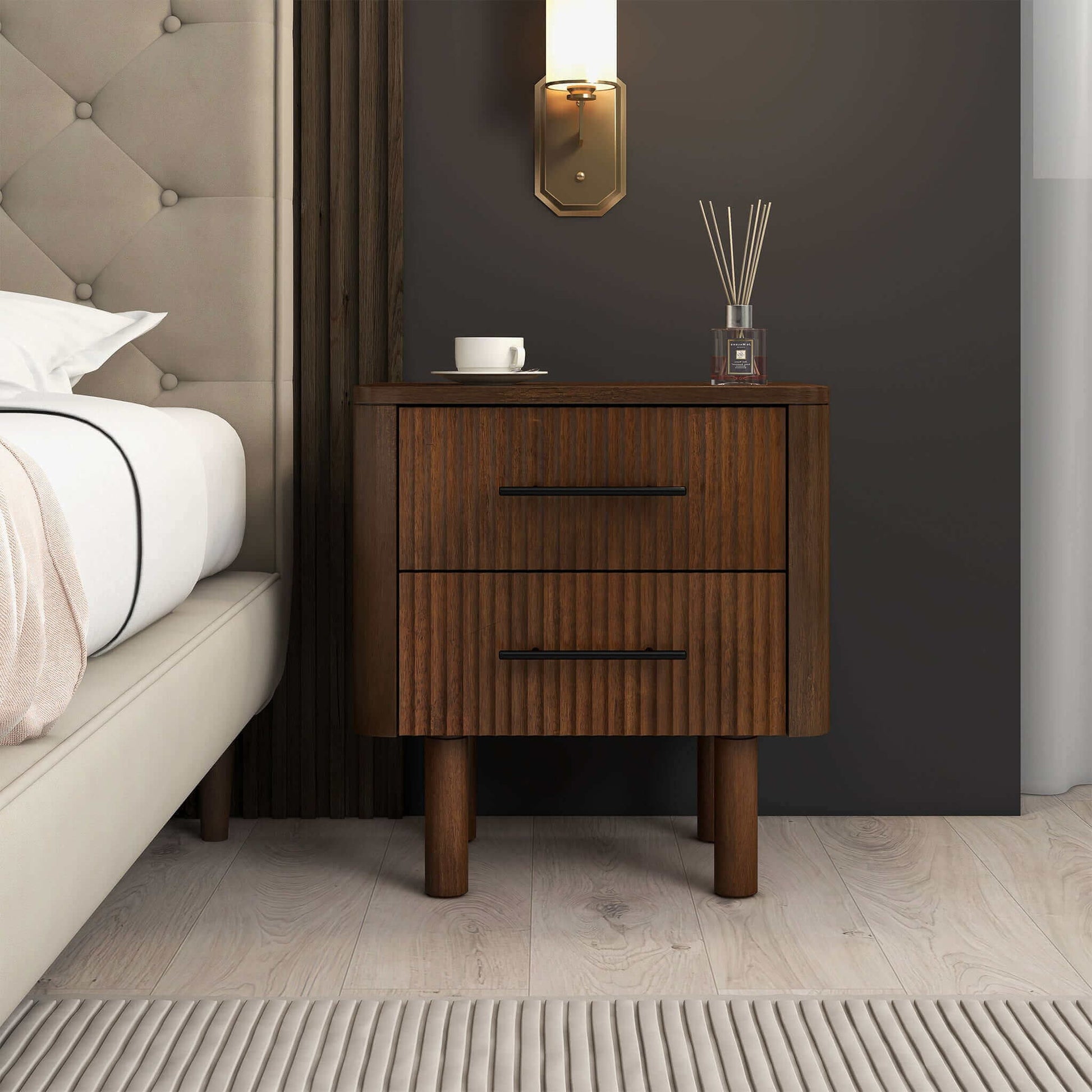 Logan - Nightsd Bed Side Tables With 2 Drawers - Brown - The Sleep Loft - Online Mattress Showroom NYC
