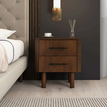 Logan - Nightsd Bed Side Tables With 2 Drawers - Brown - The Sleep Loft - Online Mattress Showroom NYC