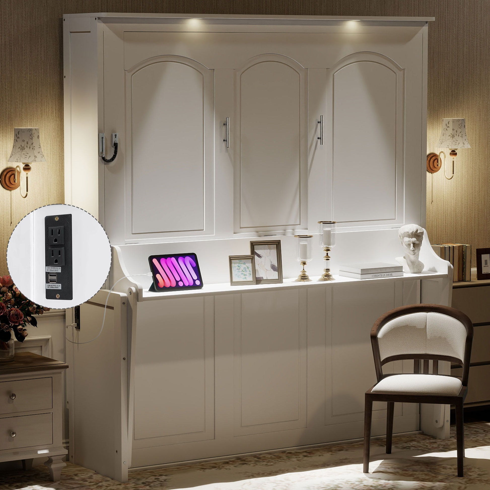 Murphy Bed With Desk, LED Lights & USB Charging Station - The Sleep Loft - Online Mattress Showroom NYC