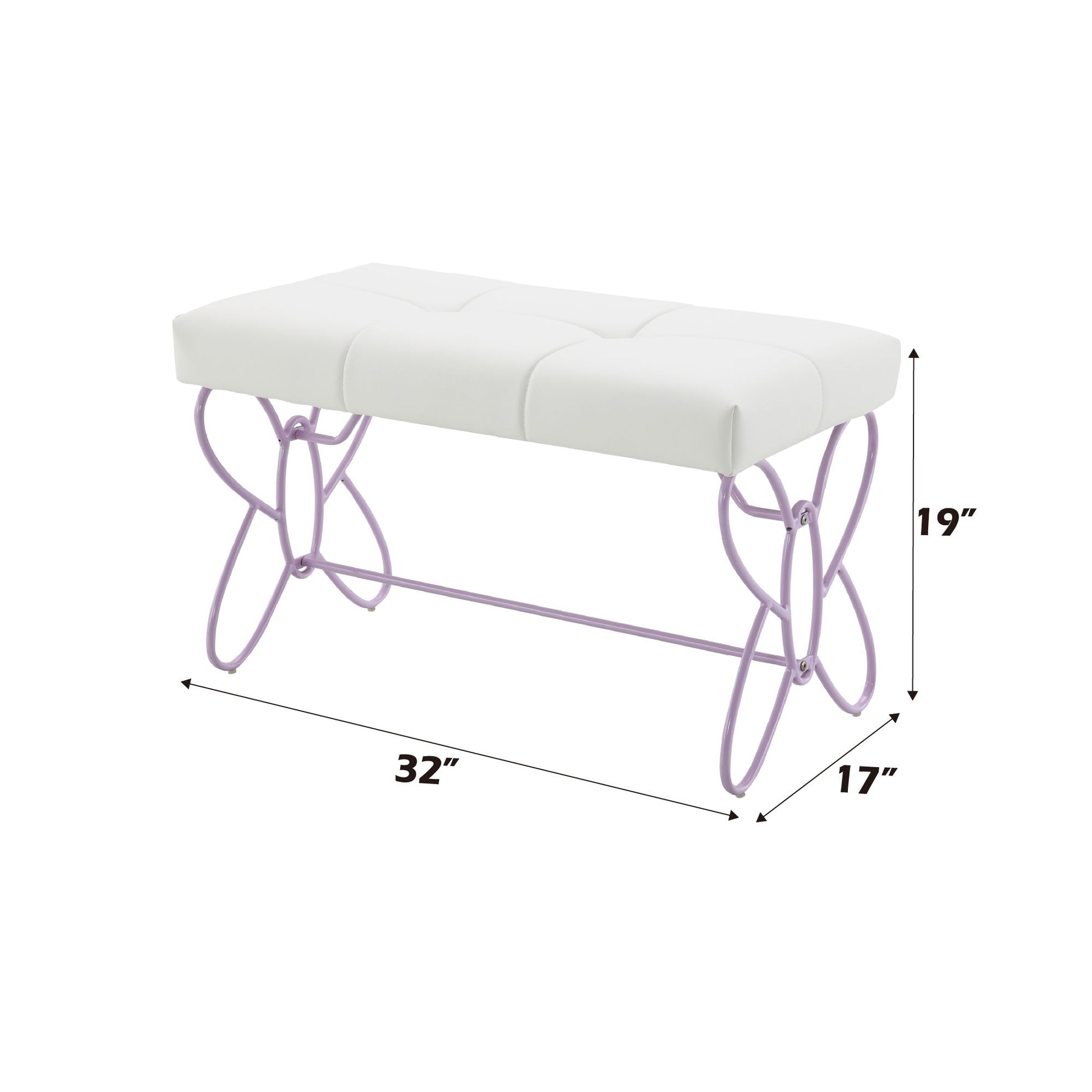 Priya II - Synthetic Leather Purple Bench - Purple / White - The Sleep Loft - Online Mattress Showroom NYC