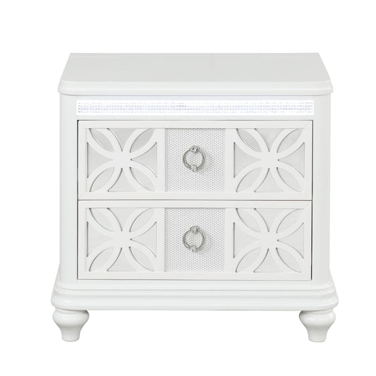 Abigale - 2 Drawer Nightstand With LED - White - The Sleep Loft - Online Mattress Showroom NYC